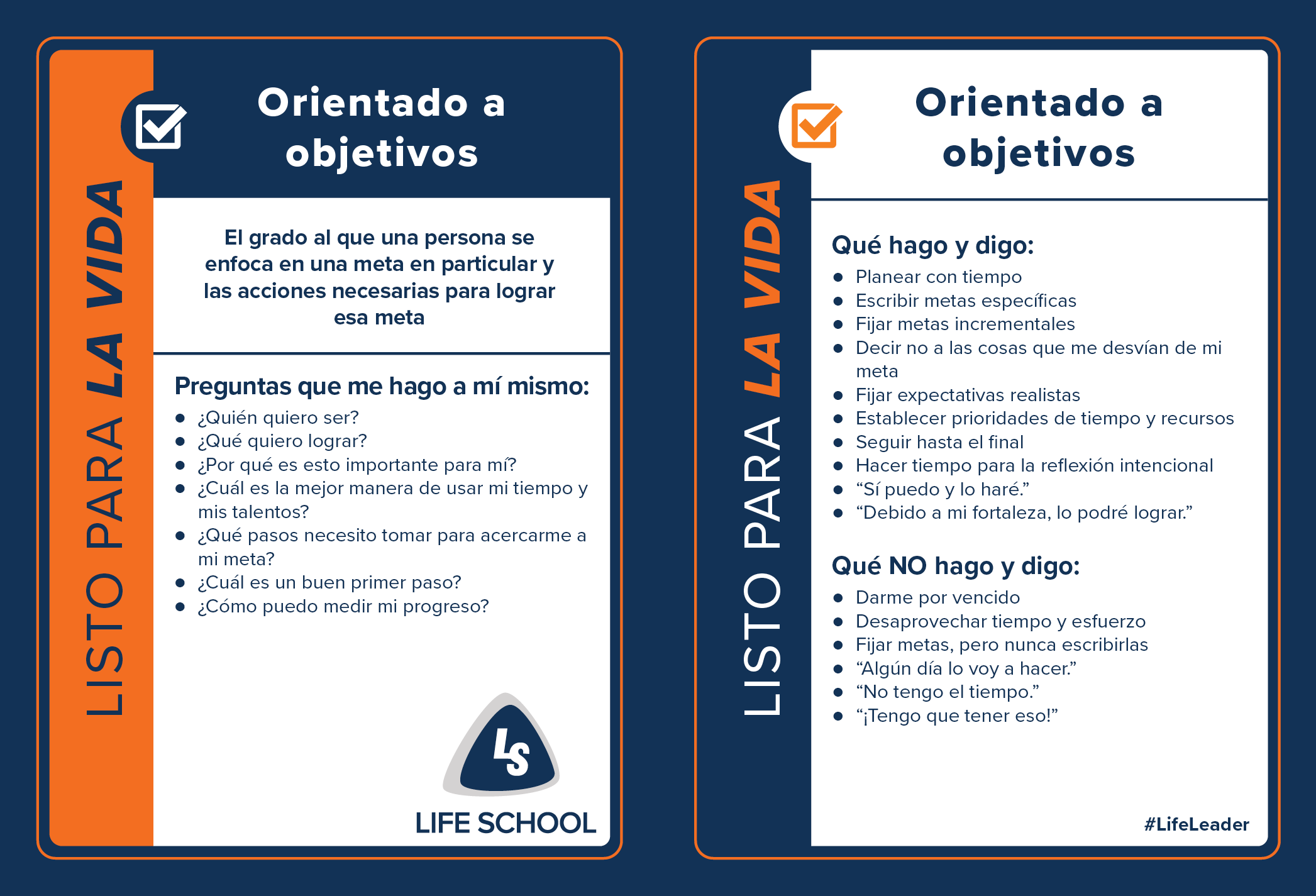 LL Action Card - Goal-Oriented - Spanish